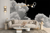 Black and white Clouds Wallpaper Mural - Giffywalls