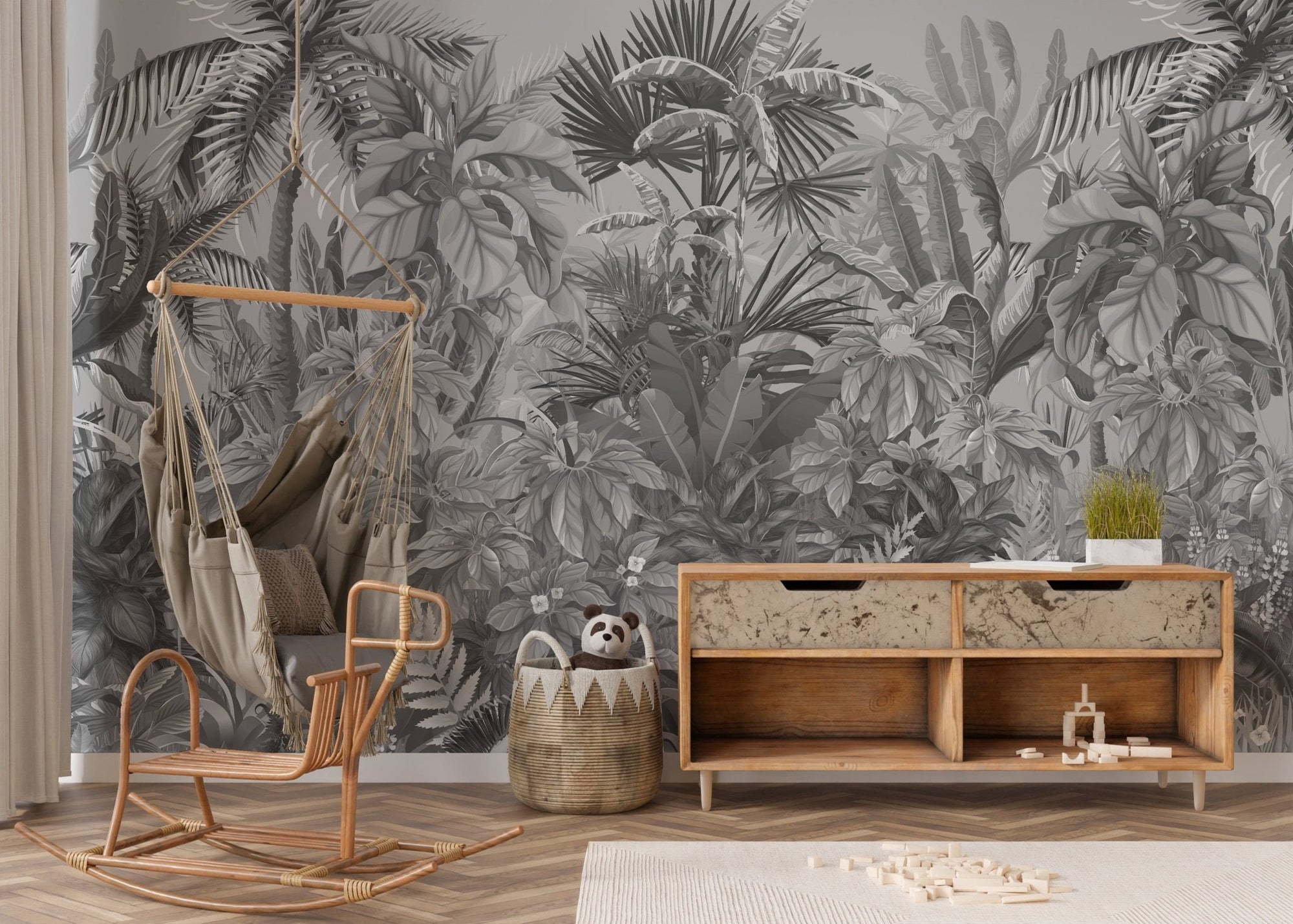 Illustrated plant life wallpaper mural style A669
