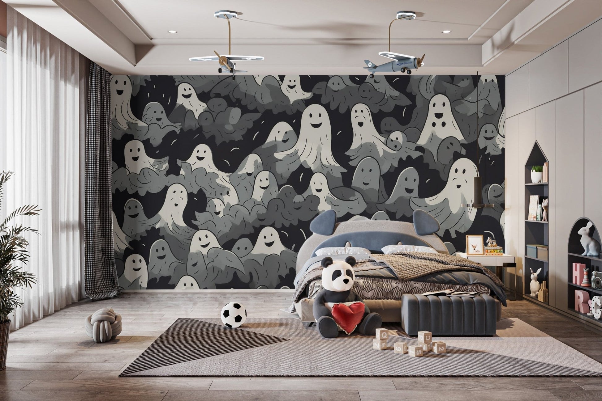 Black and White Ghosts Halloween Wallpaper - Giffywalls B794