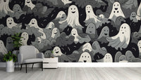 Black and White Ghosts Halloween Wallpaper - Giffywalls B794