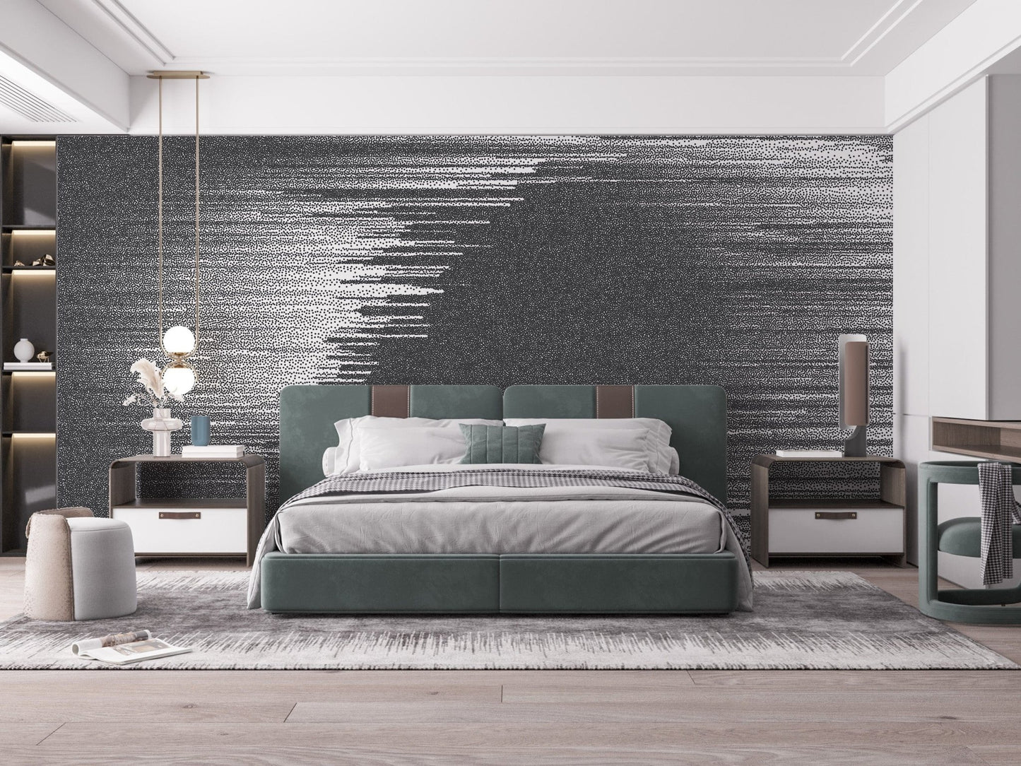 Black and White Glitch Abstract Wall Art Wall Mural - Giffywalls