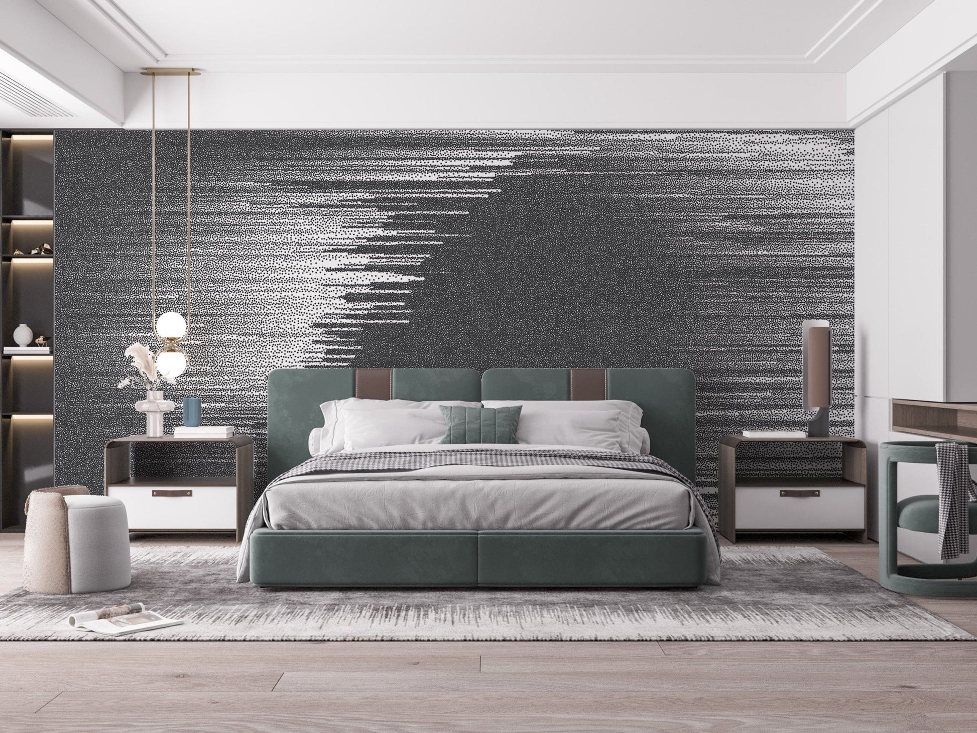Black and White Glitch Abstract Wall Art Wall Mural - Giffywalls