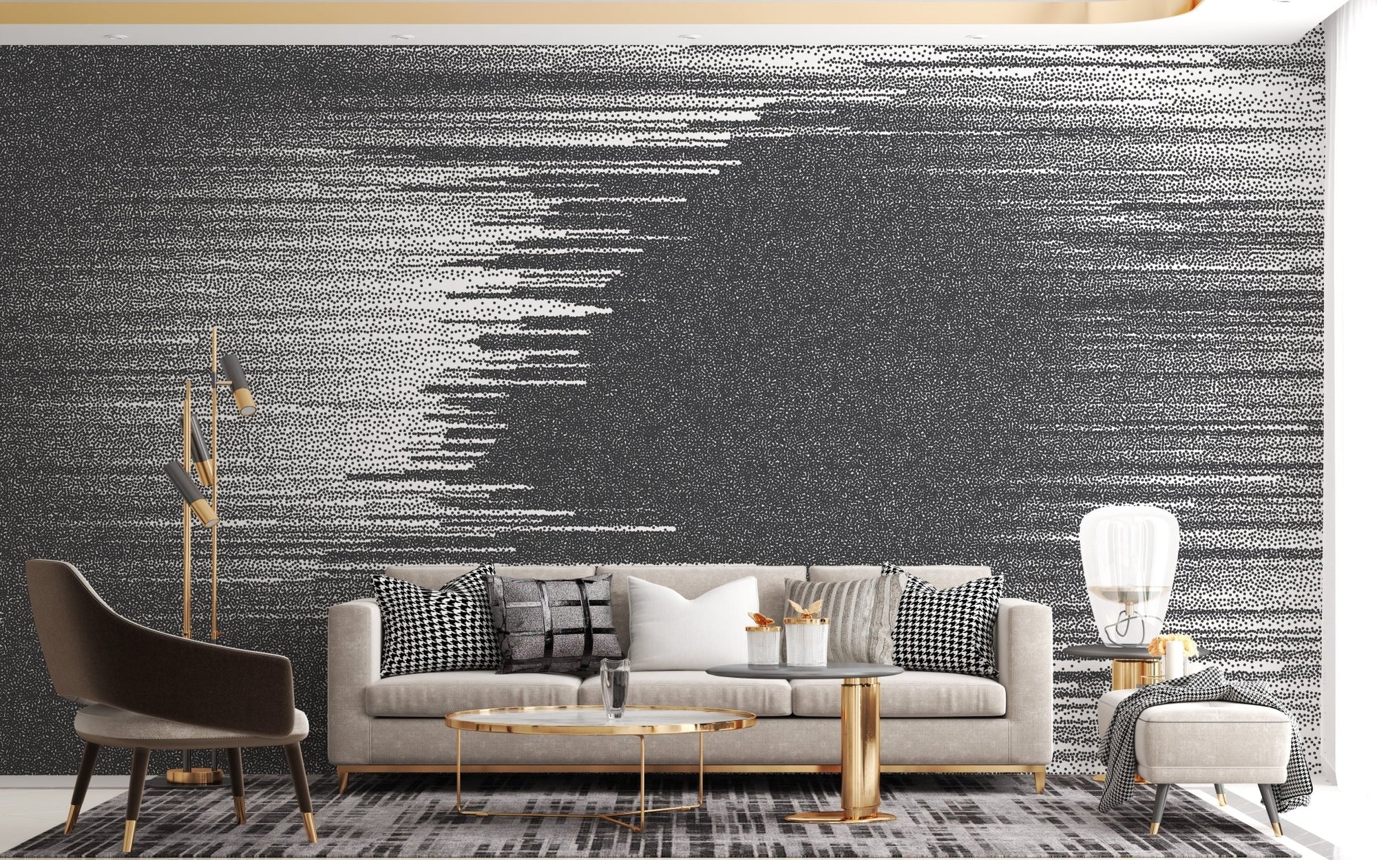 Black and White Glitch Abstract Wall Art Wall Mural A195