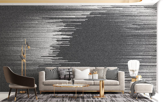 Black and White Glitch Abstract Wall Art Wall Mural A195