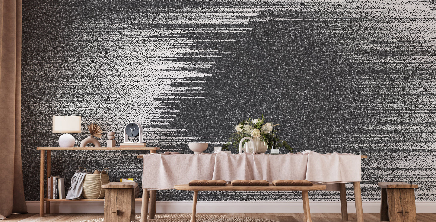 Black and White Glitch Abstract Wall Art Wall Mural - Giffywalls