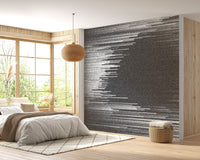 Glitch abstract black and white wall art mural