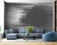 Black and white glitch abstract wall art mural