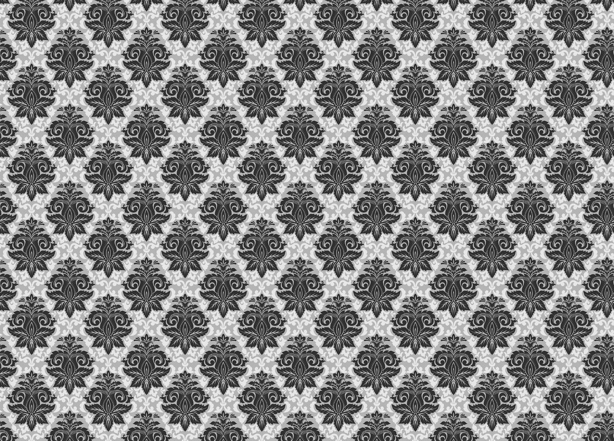 Black and White Damask Wallpaper Mural in your room — zoomed