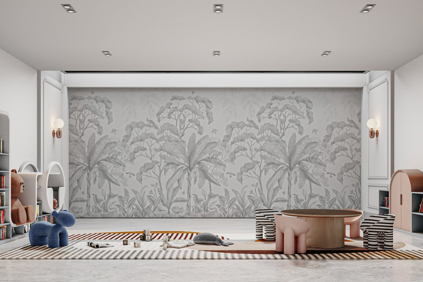 Black and white leaves wallpaper design
