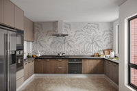 Exotic jungle wallpaper in grayscale tones
