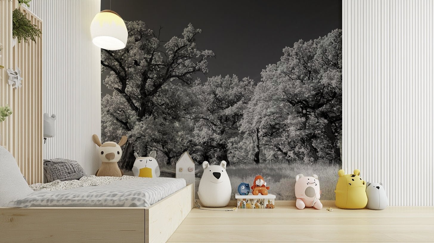 The powerful presence of the trees and their lush foliage is the focal point.

