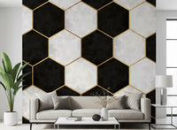 Modern living room featuring the Luxe Hexagons wall muralGD9512