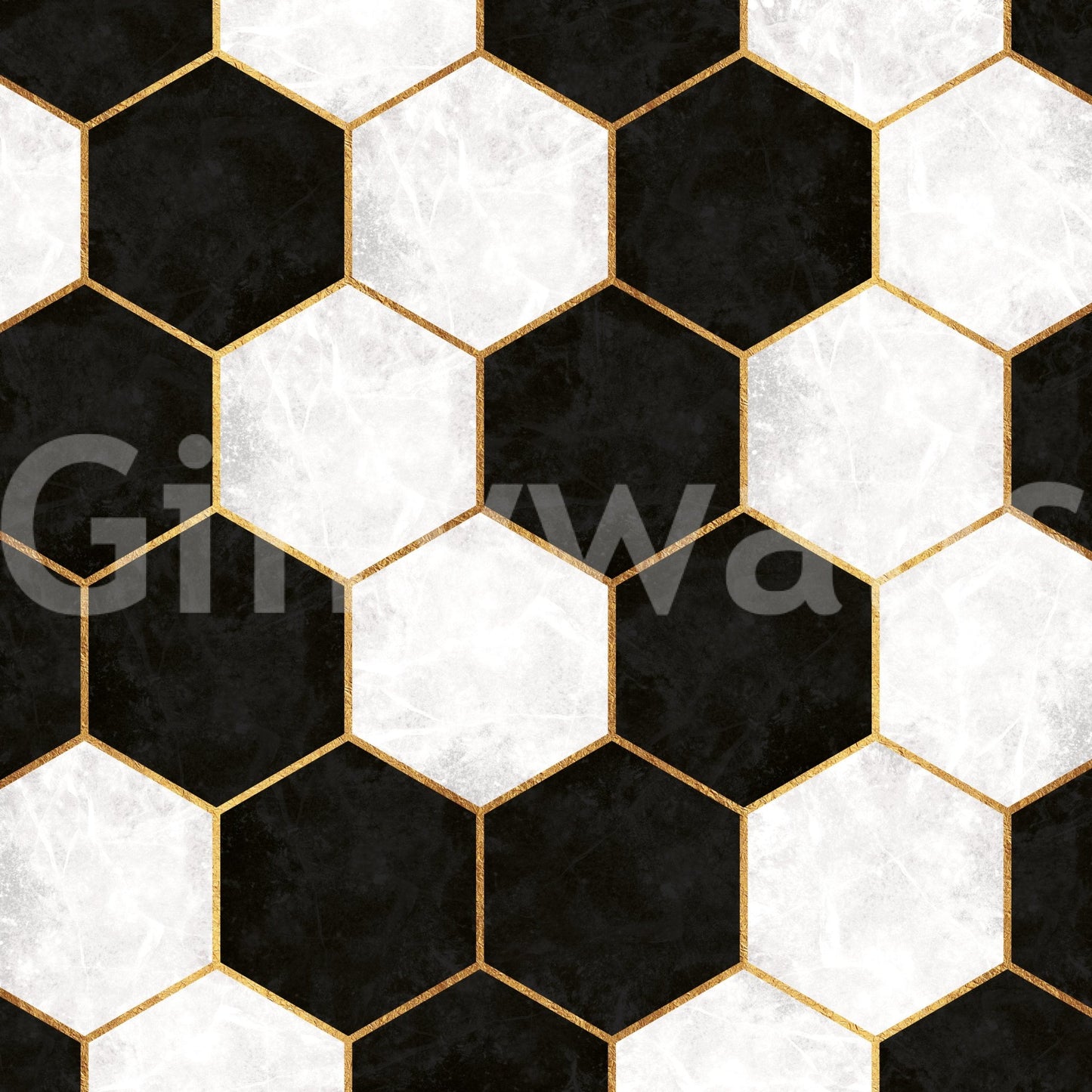 Large scale geometric shapes on the Luxe Hexagons wall muralGD9512