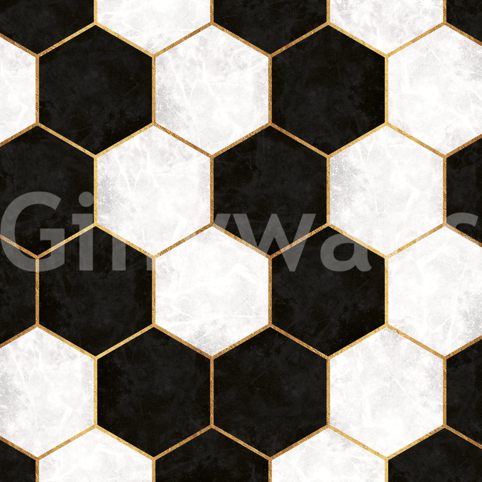 Large scale geometric shapes on the Luxe Hexagons wall muralGD9512