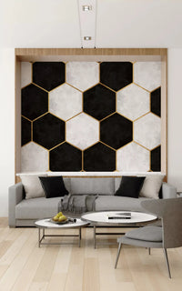 Living area showcase of the Luxe Hexagons wall muralGD9512