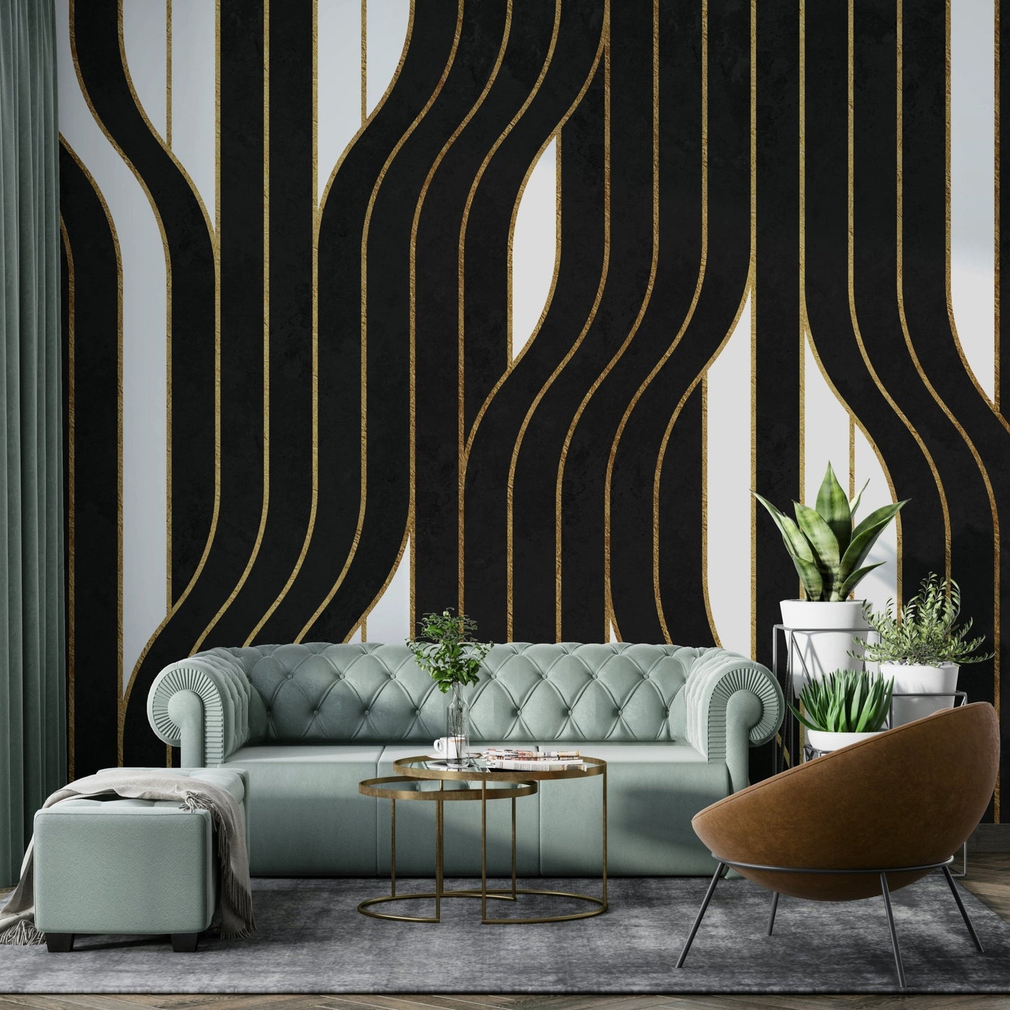 High-contrast wall design for interiors
