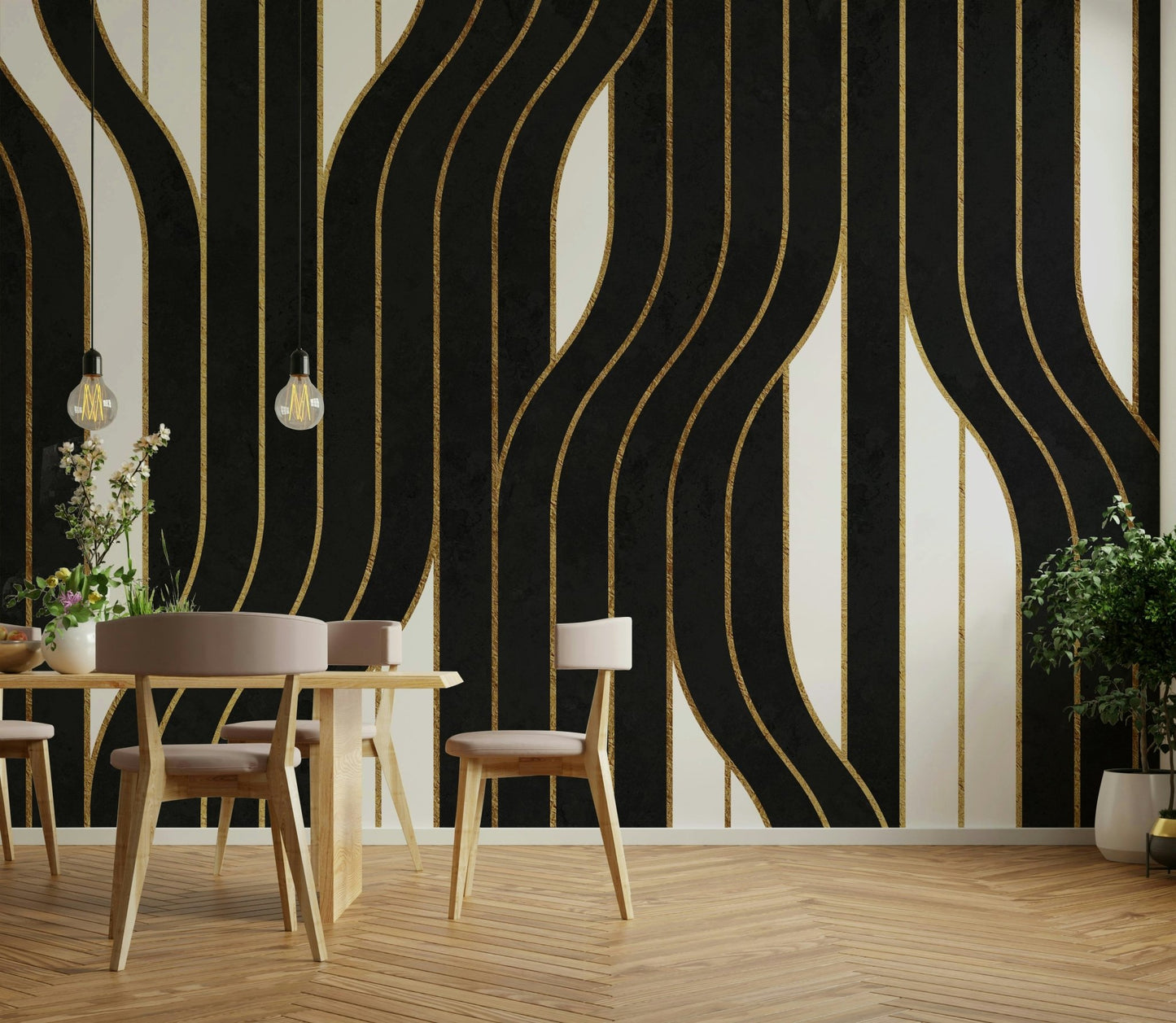 Modern linear pattern wall design
