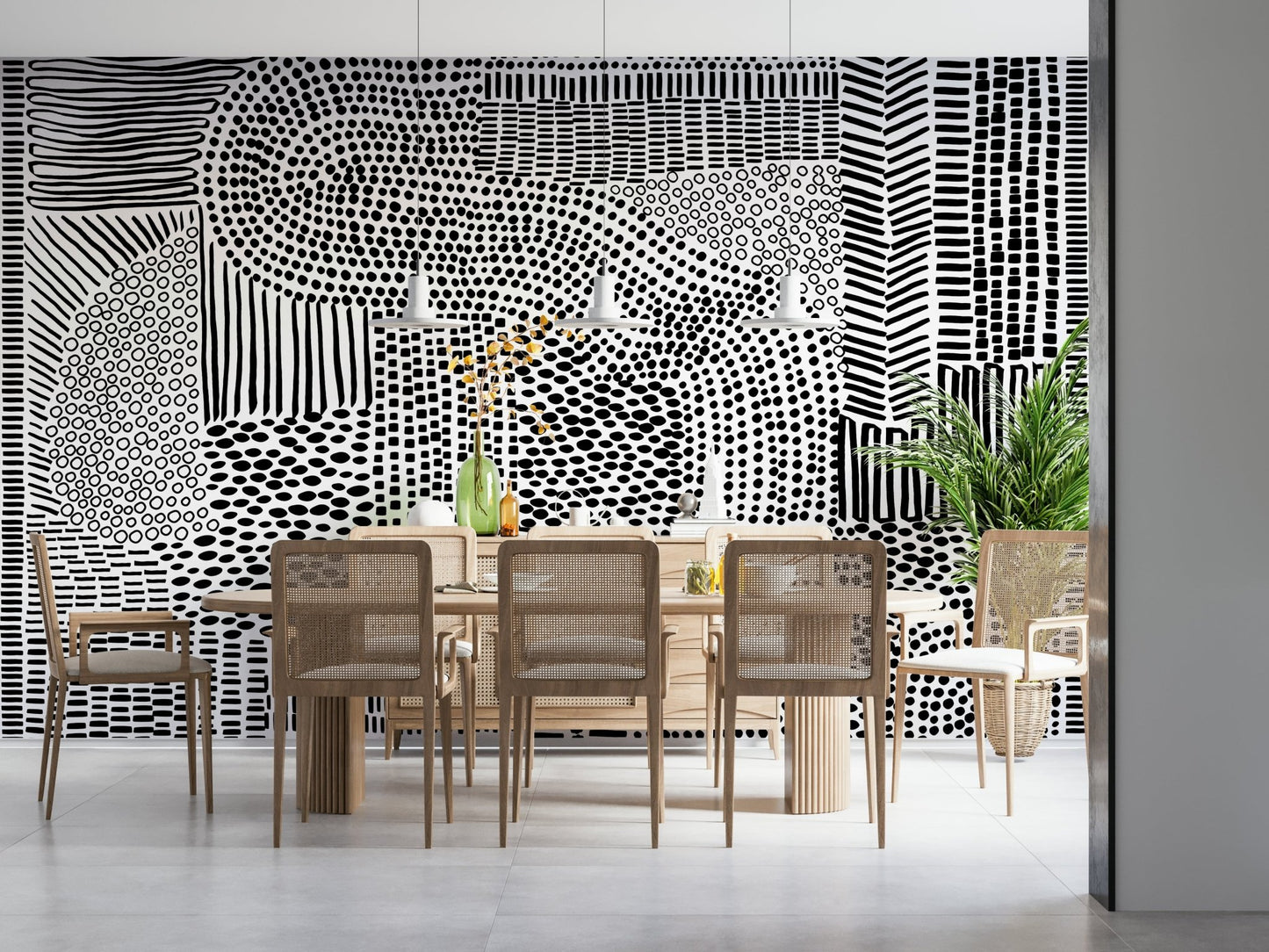 Geometric maze wallpaper for a contemporary bedroom wall., GD7836