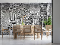 Geometric maze wallpaper for a contemporary bedroom wall., GD7836