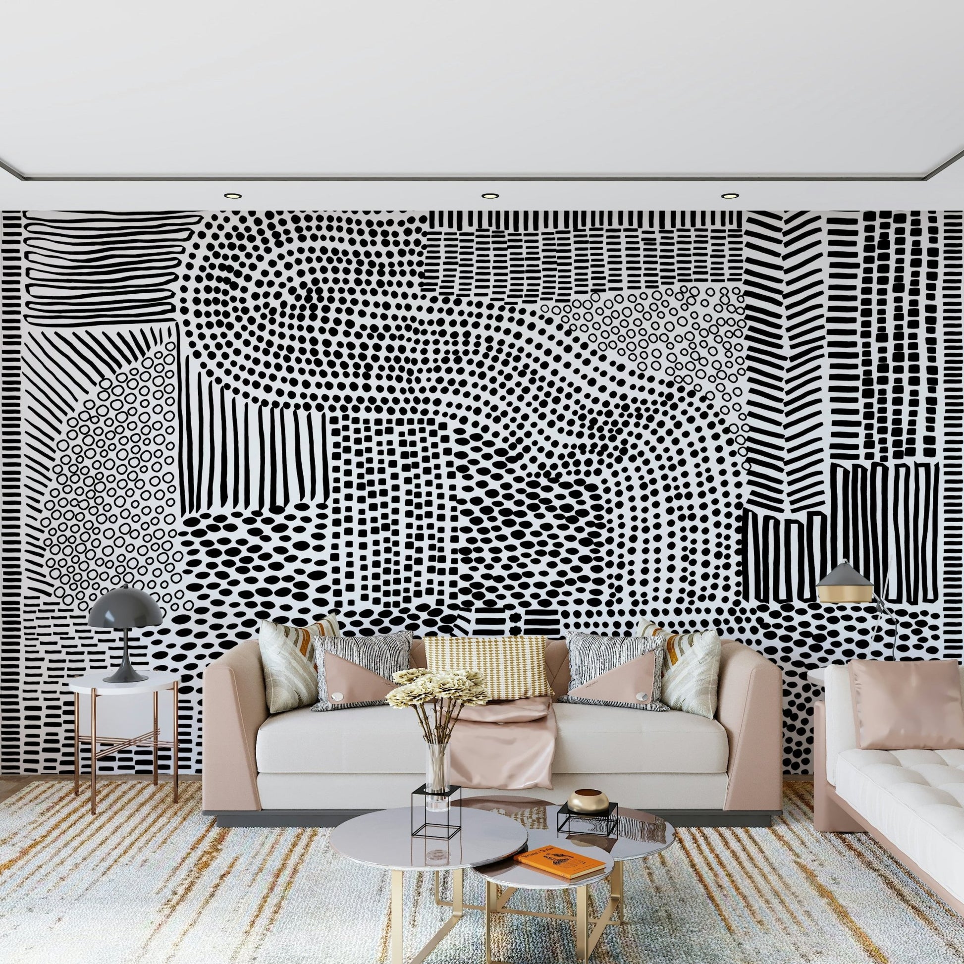 Optical illusion wallpaper for a creative studio wall., GD7836