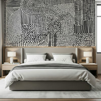 Linear maze wallpaper for a home office feature wall., GD7836