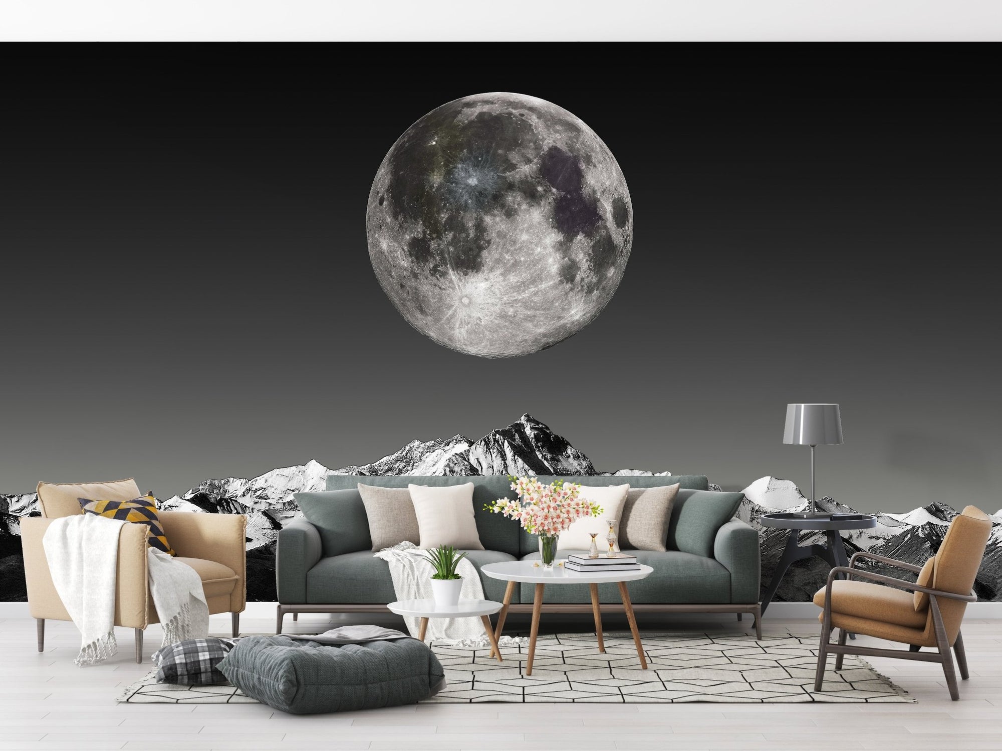 Moonlight wallpaper in black and white A104