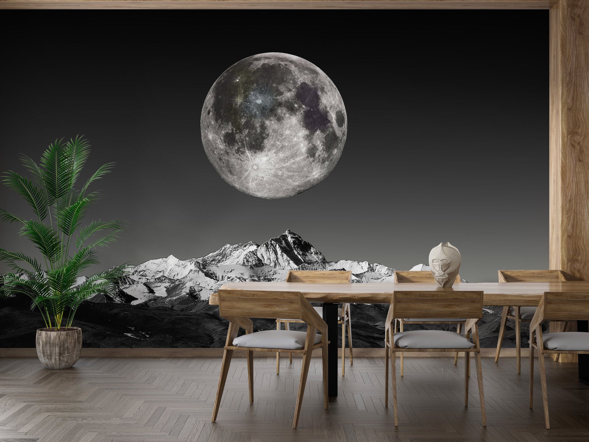 Black and White Moonlight Wallpaper Mural - Giffywalls