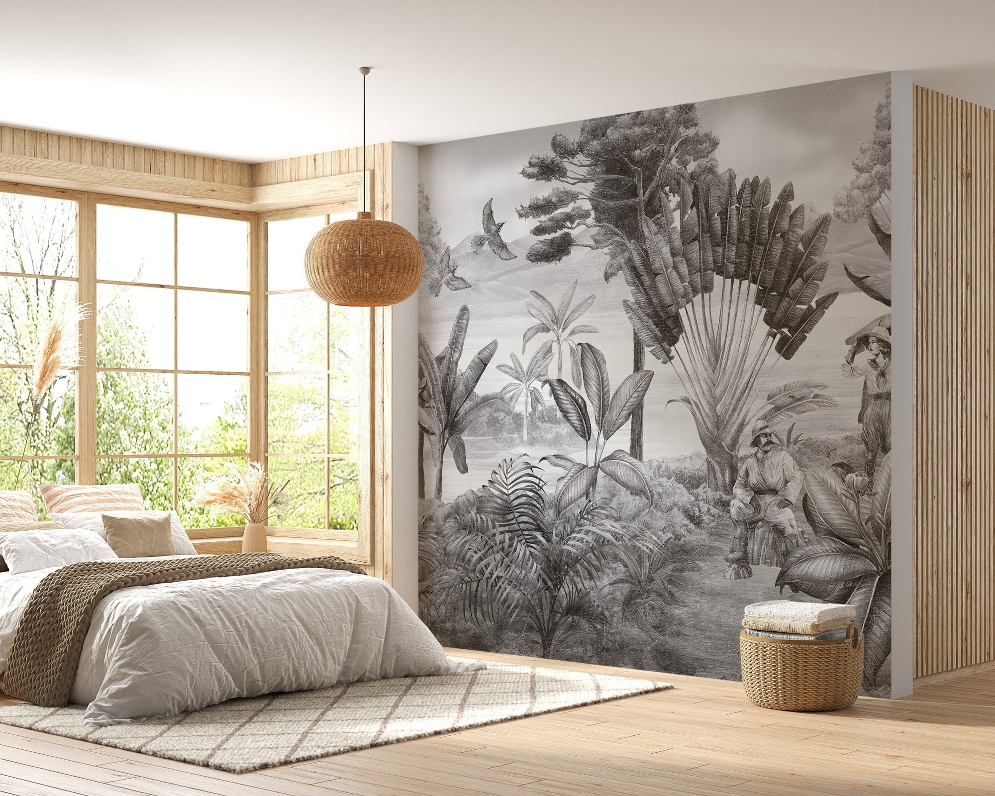 Black and white scenery wallpaper mural A292