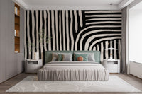 Unique black and white striped design wallpaper