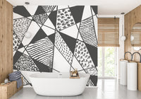 Black and white stroke line Wallpaper Mural - Giffywalls
