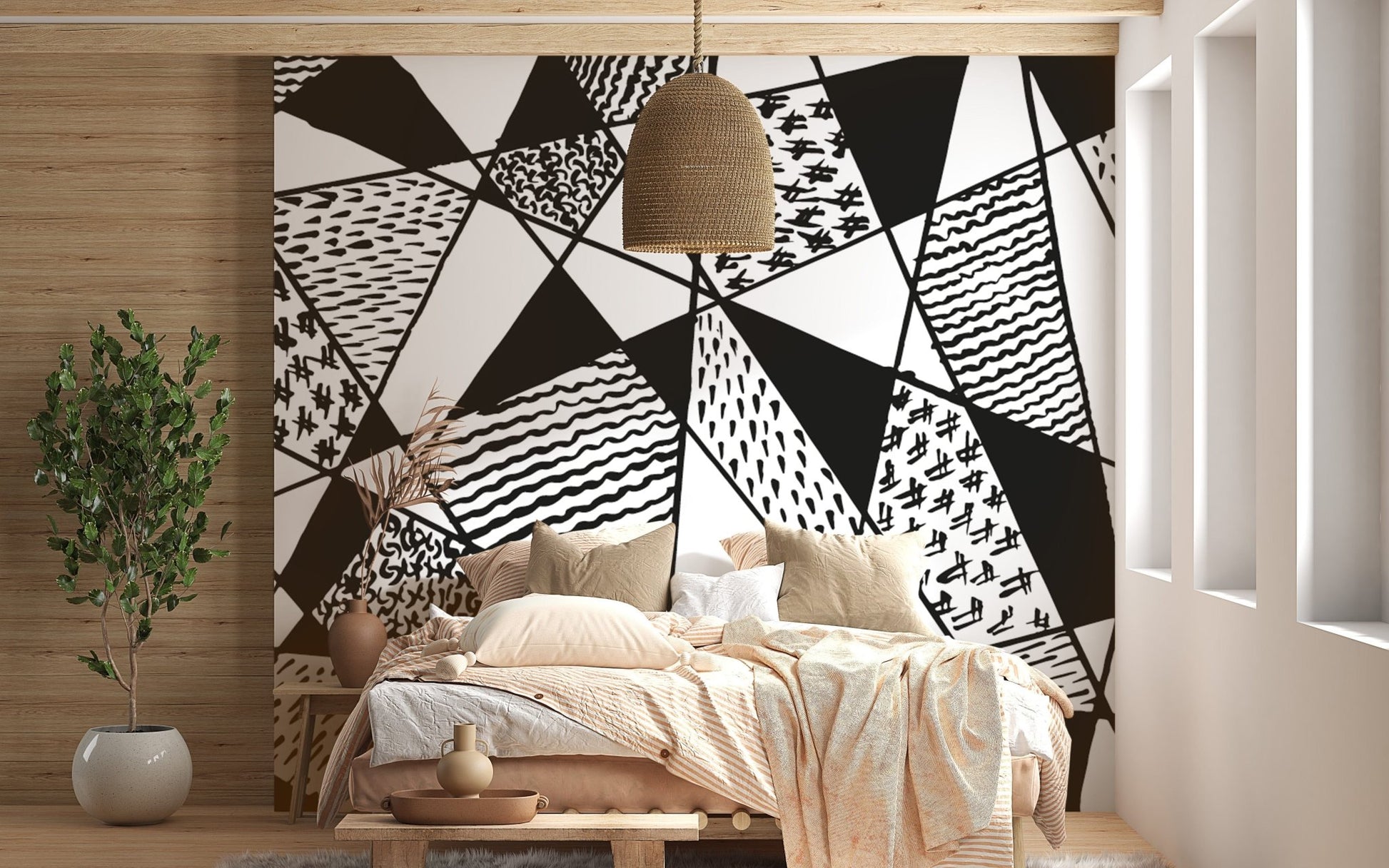 Bold black and white wallpaper mural 