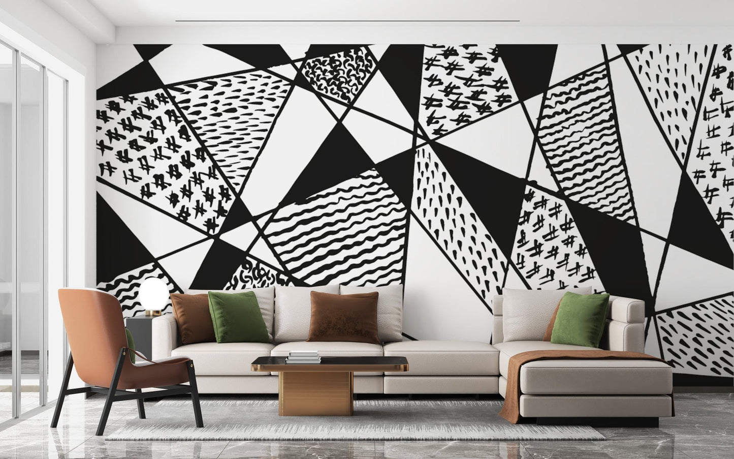 Black and white stroke line Wallpaper Mural - Giffywalls