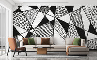 Black and white stroke line Wallpaper Mural - Giffywalls