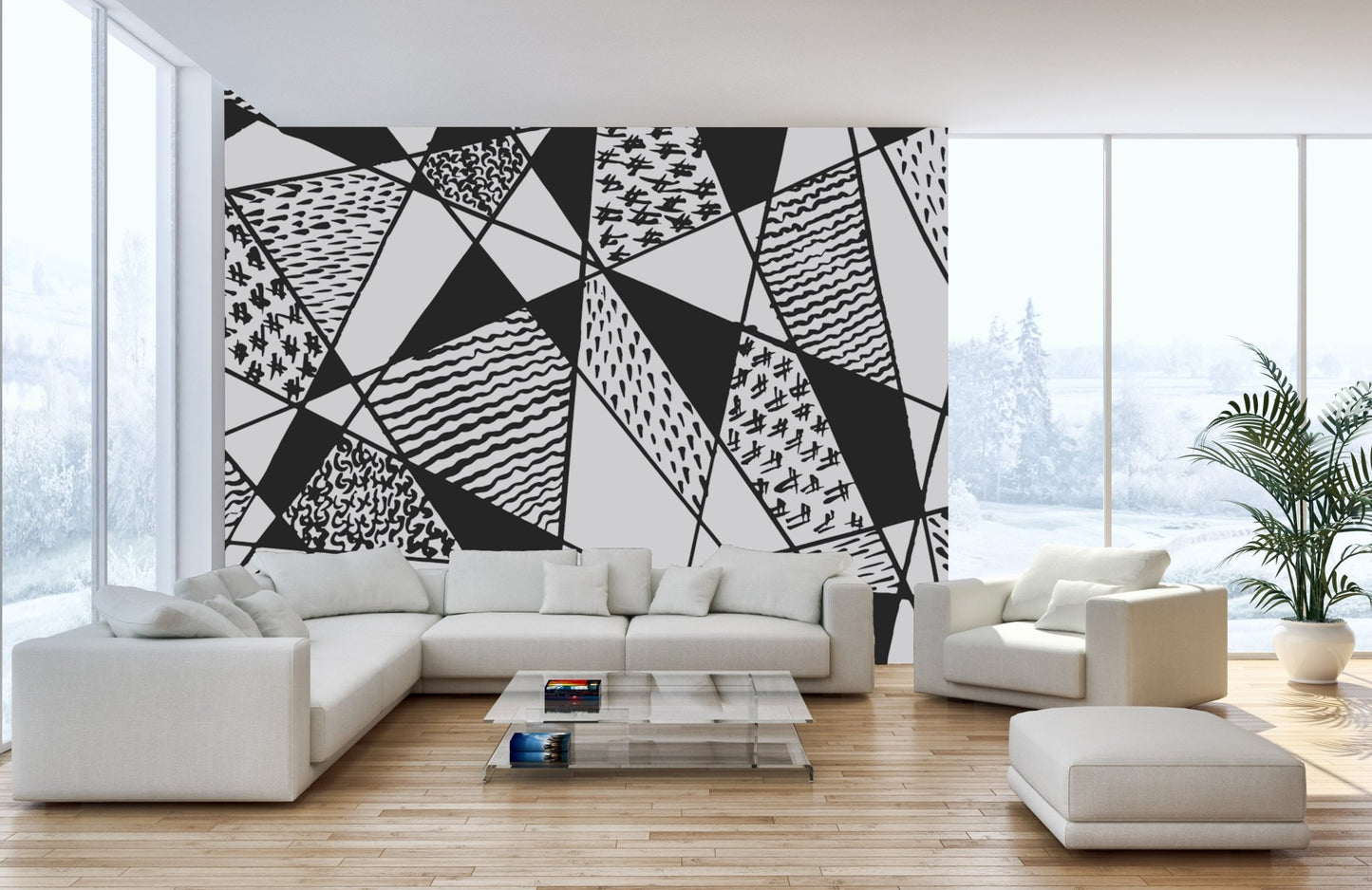 Contemporary mural showcasing intricate hand-drawn
