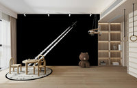 A contemplative monochrome pattern wallpaper mural for a feature wall., GD4880