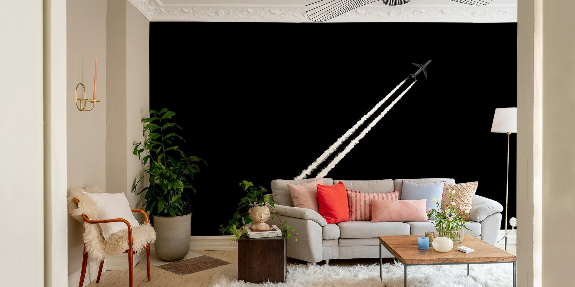 A graceful subtle pattern wall mural in cool, elegant tones., GD4880