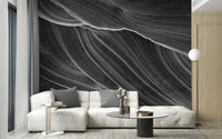 Black and White Wavy Marble Wallpaper Mural - Giffywalls