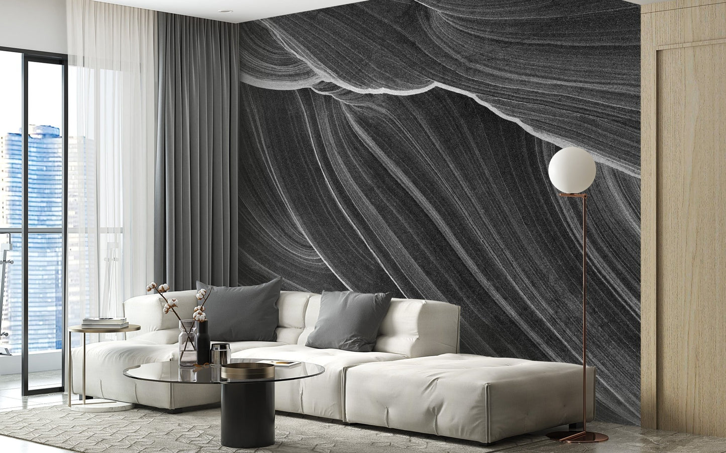 Modern wavy marble wallpaper for walls
