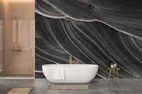 Black and White Wavy Marble Wallpaper Mural - Giffywalls