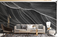 Black and White Wavy Marble Wallpaper Mural - Giffywalls