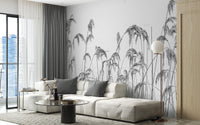 Serene winter reeds wallpaper mural A927
