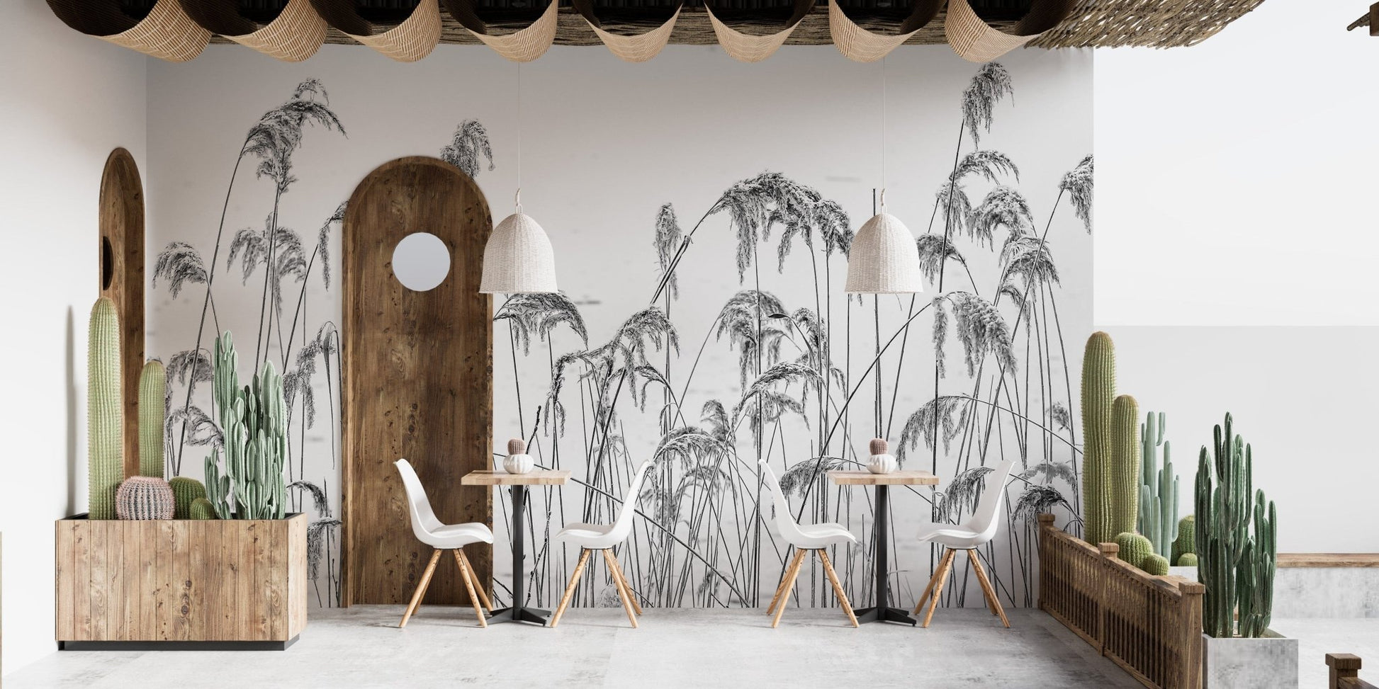 winter reeds peel and stick mural A927