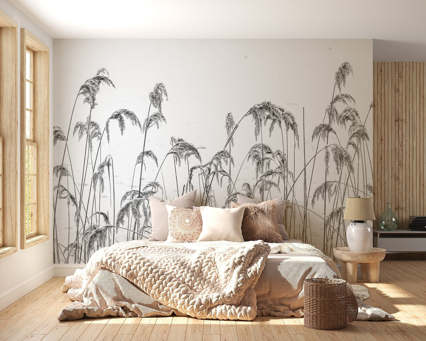 winter mural of reeds swaying A927