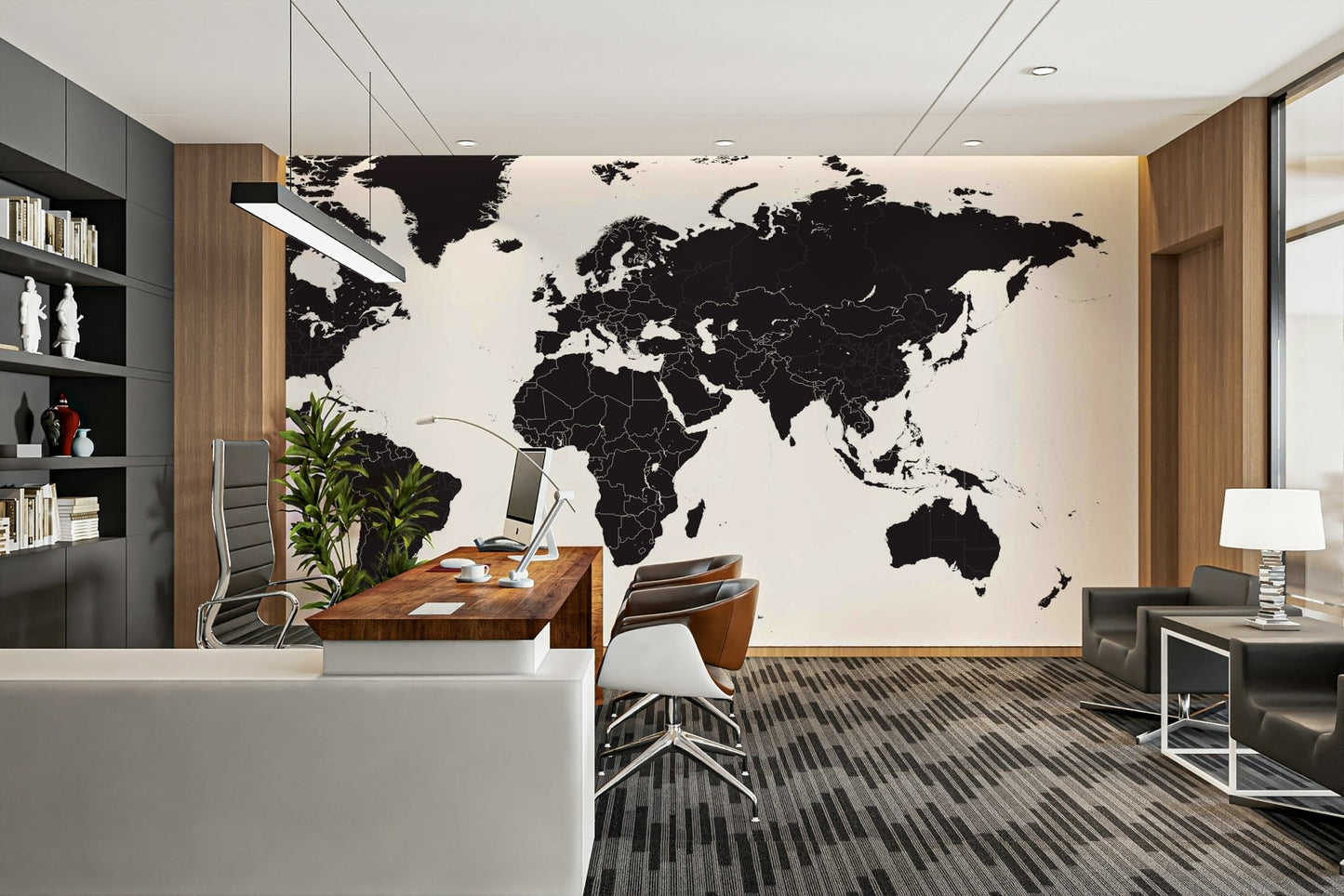 Elegant world map mural for walls


