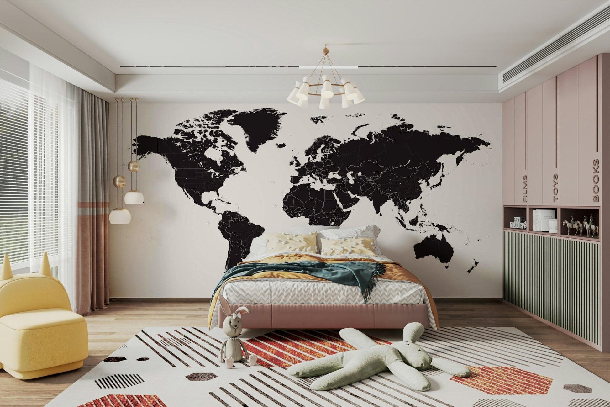 Monochrome world map wallpaper design

