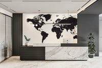 Neutral tone world mural for study

