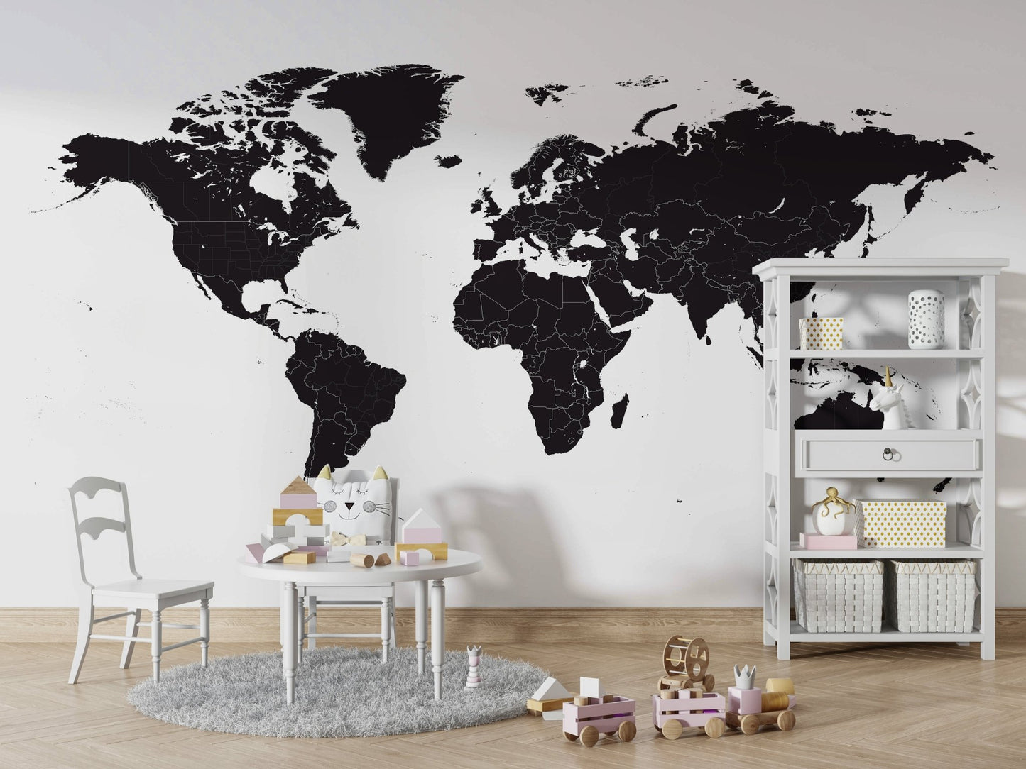 Modern black and white map wallpaper

