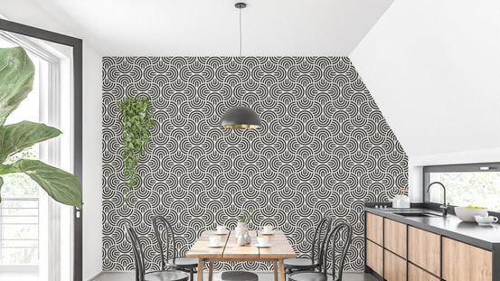 Bold striped wallpaper with modern patterns B095
