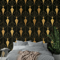 Bold geometric pattern in deep black
