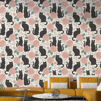 Whimsical black cat print
